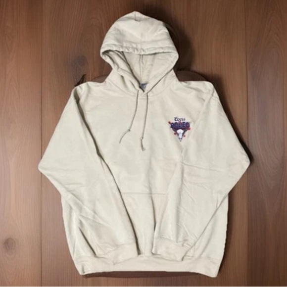 Gildan Heavy Blend Trump Coors Banquet Rodeo Hunting Hoodie - Tan - Large - Picture 1 of 3